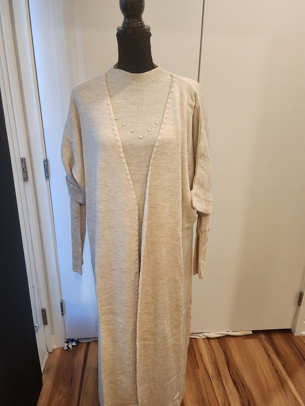 Beige Long Open-Front Knit Duster - Women Intimates & Sleepwear